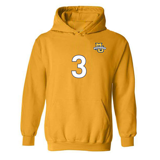Marquette - NCAA Men's Soccer : Diegoarmando Alvarado - Gold Replica Shersey Hooded Sweatshirt