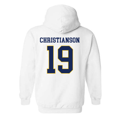 Marquette - NCAA Women's Soccer : Haley Christianson - White Replica Shersey Hooded Sweatshirt