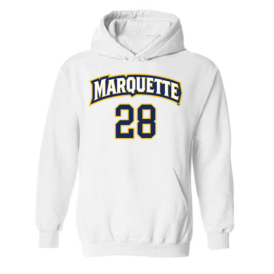 Marquette - NCAA Women's Soccer : Maggie Starker - White Replica Shersey Hooded Sweatshirt