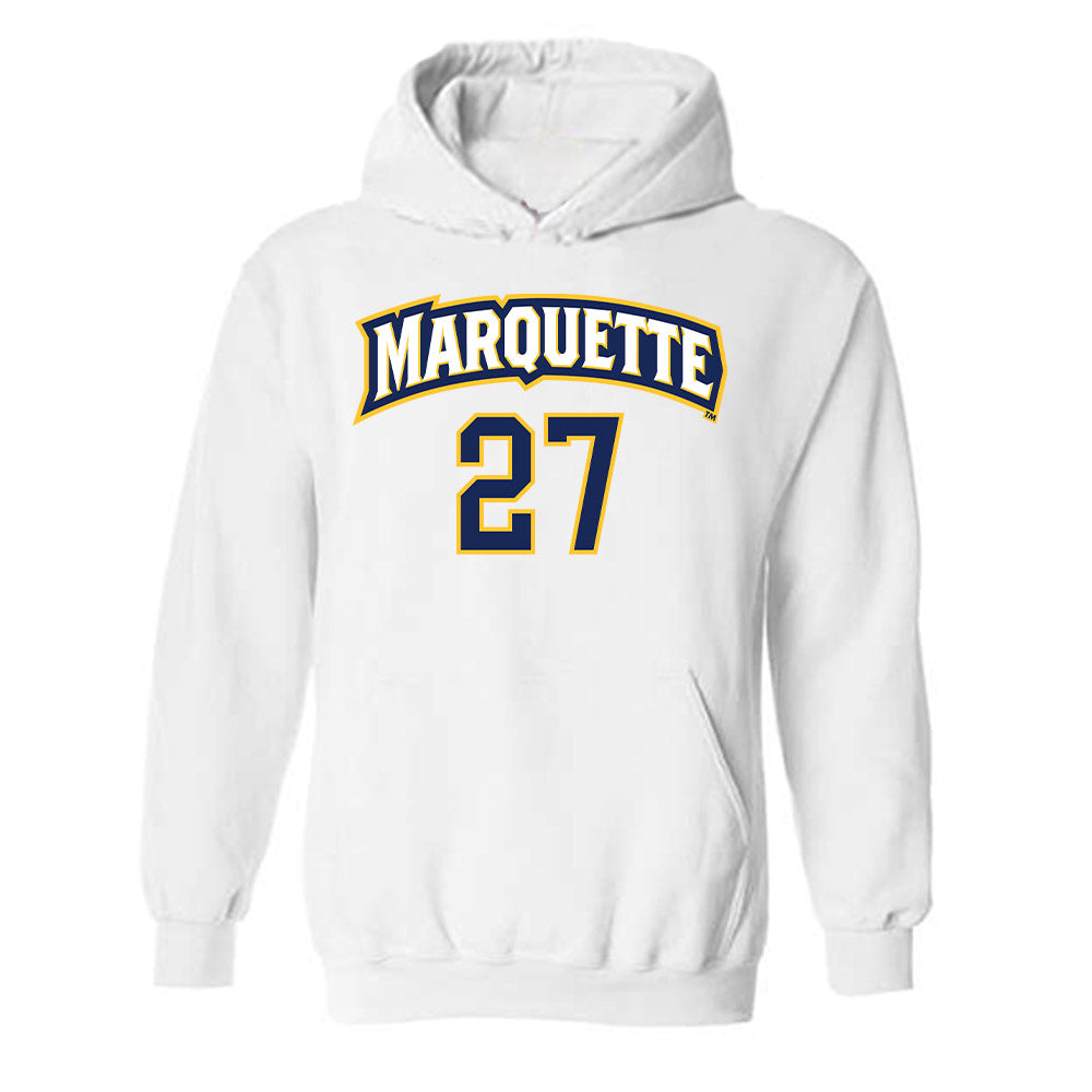 Marquette - NCAA Women's Soccer : Carina Murphy - White Replica Shersey Hooded Sweatshirt