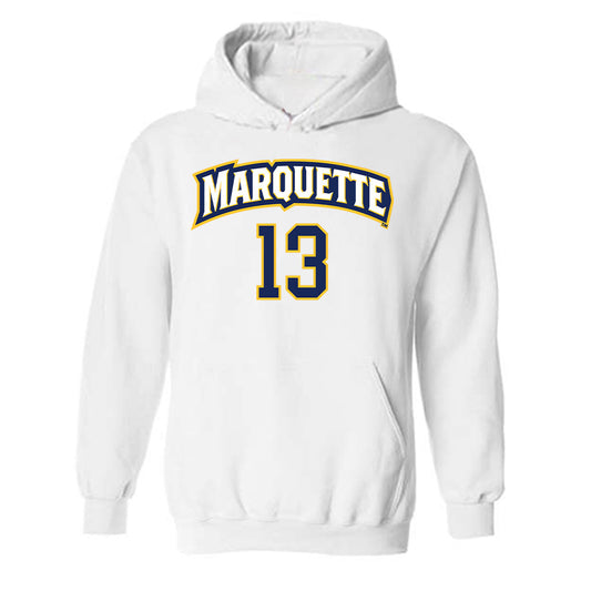 Marquette - NCAA Women's Soccer : Adrianna Alberts - White Replica Shersey Hooded Sweatshirt