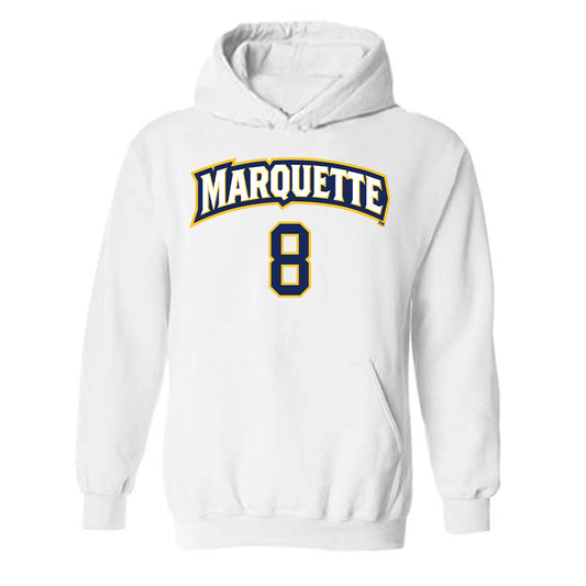 Marquette - NCAA Women's Soccer : Josephine Bieda - White Replica Shersey Hooded Sweatshirt