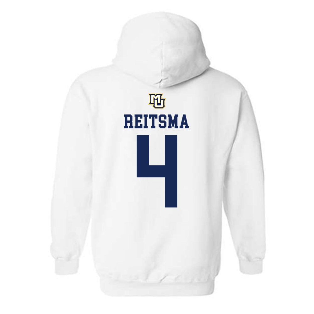 Marquette - NCAA Women's Volleyball : Jenna Reitsma - White Replica Shersey Hooded Sweatshirt