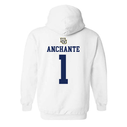 Marquette - NCAA Women's Volleyball : Yadhira Anchante - White Replica Shersey Hooded Sweatshirt