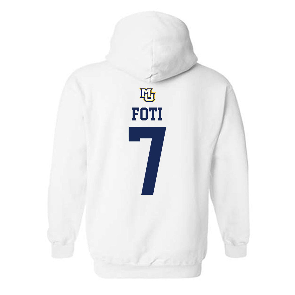 Marquette - NCAA Women's Volleyball : Ella Foti - White Replica Shersey Hooded Sweatshirt