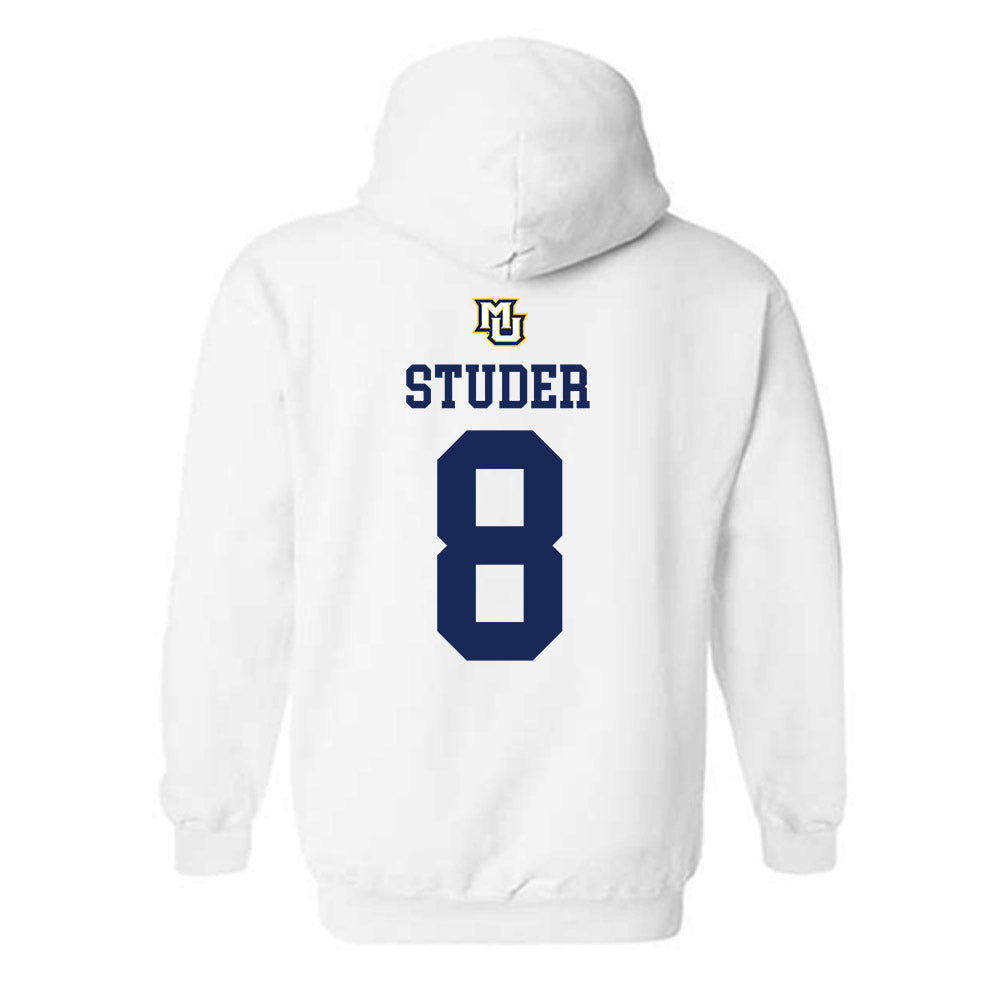 Marquette - NCAA Women's Volleyball : Adriana Studer - White Replica Shersey Hooded Sweatshirt