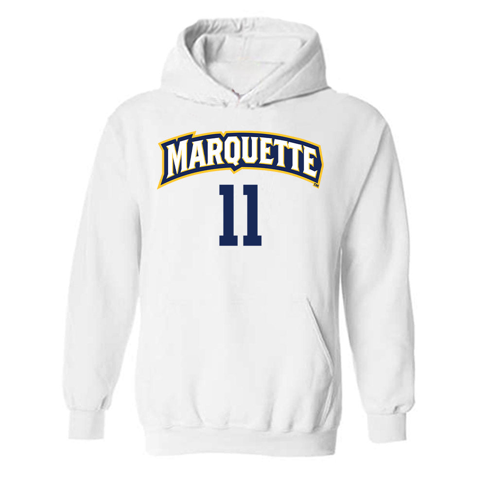 Marquette - NCAA Women's Volleyball : Jadyn Garrison - White Replica Shersey Hooded Sweatshirt