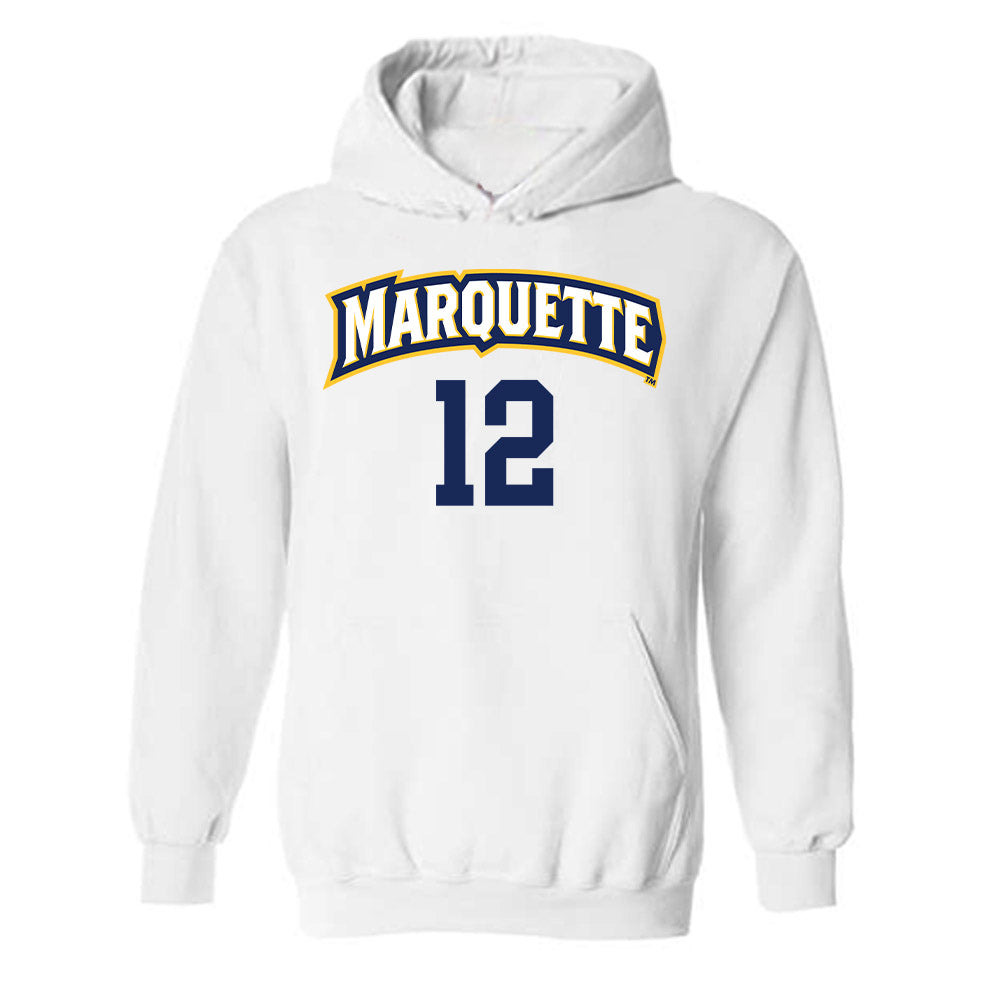 Marquette - NCAA Women's Volleyball : Carsen Murray - White Replica Shersey Hooded Sweatshirt