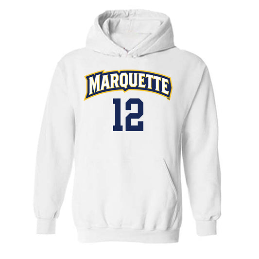 Marquette - NCAA Women's Volleyball : Carsen Murray - White Replica Shersey Hooded Sweatshirt