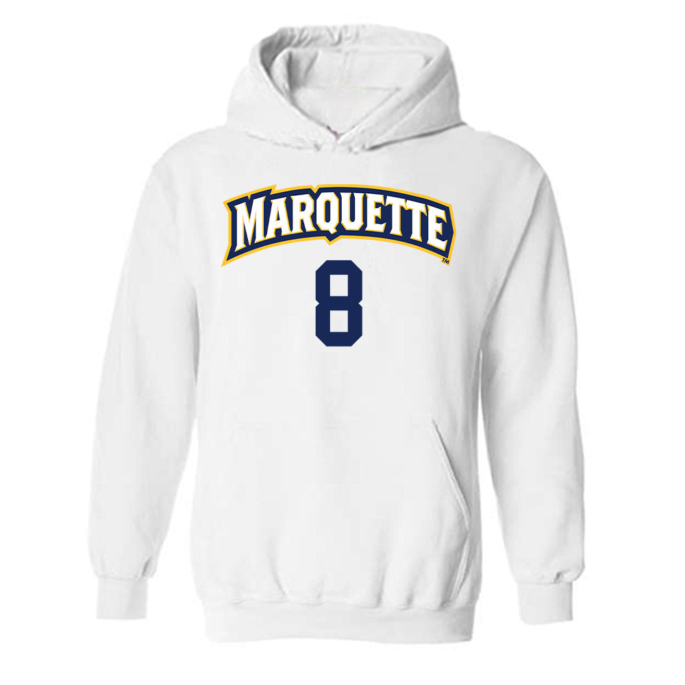 Marquette - NCAA Women's Volleyball : Adriana Studer - White Replica Shersey Hooded Sweatshirt