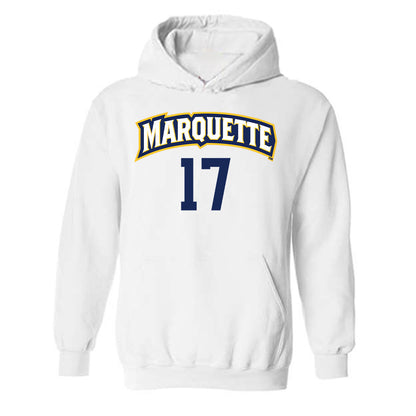 Marquette - NCAA Women's Volleyball : Natalie Ring - White Replica Shersey Hooded Sweatshirt