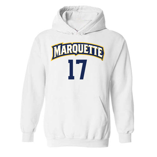 Marquette - NCAA Women's Volleyball : Natalie Ring - White Replica Shersey Hooded Sweatshirt