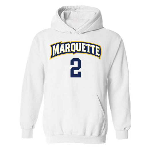 Marquette - NCAA Women's Volleyball : Molly Berezowitz - White Replica Shersey Hooded Sweatshirt