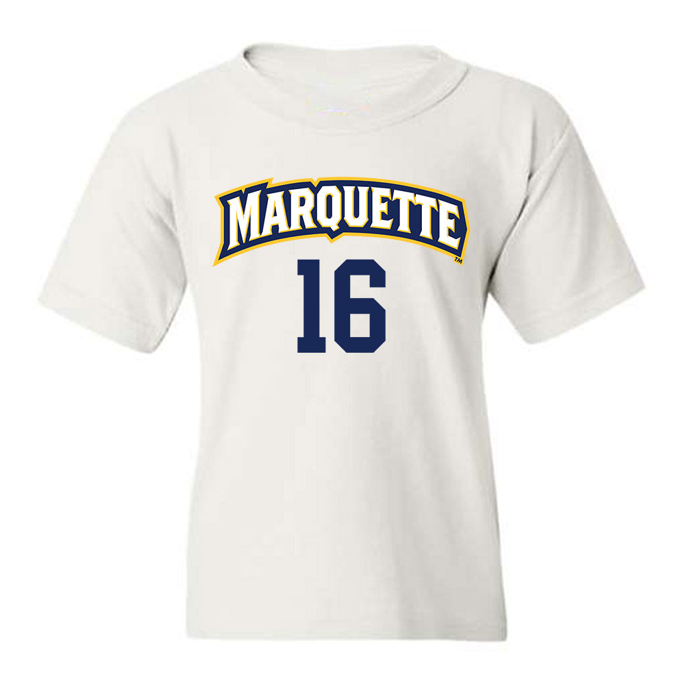 Marquette - NCAA Women's Volleyball : Ella Holmstrom - White Replica Shersey Youth T-Shirt