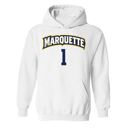 Marquette - NCAA Women's Volleyball : Yadhira Anchante - White Replica Shersey Hooded Sweatshirt