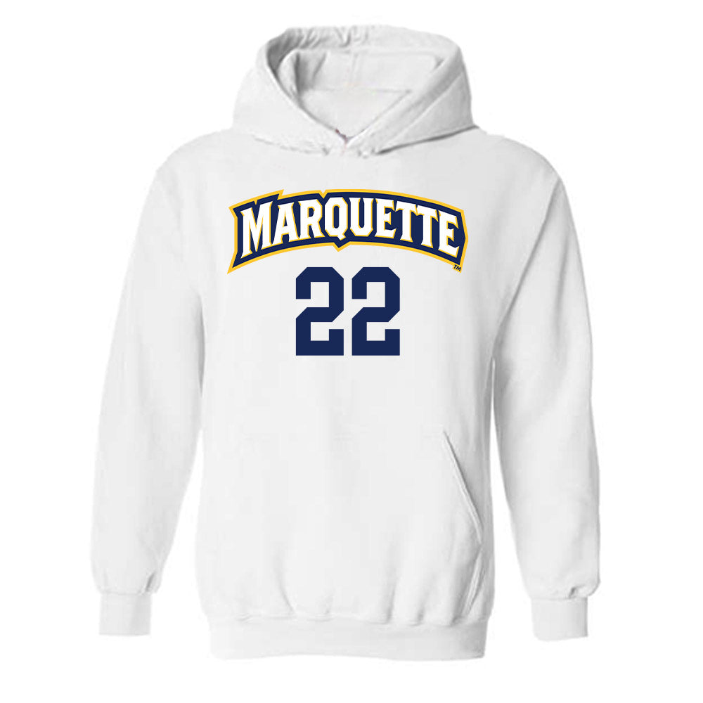 Marquette - NCAA Women's Volleyball : Hattie Bray - White Replica Shersey Hooded Sweatshirt