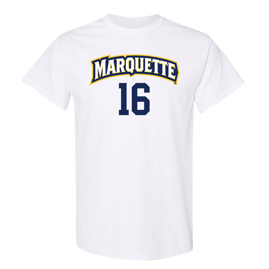 Marquette - NCAA Women's Volleyball : Ella Holmstrom - White Replica Shersey Short Sleeve T-Shirt