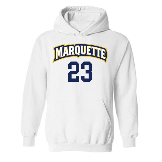 Marquette - NCAA Women's Volleyball : Samantha Naber - White Replica Shersey Hooded Sweatshirt