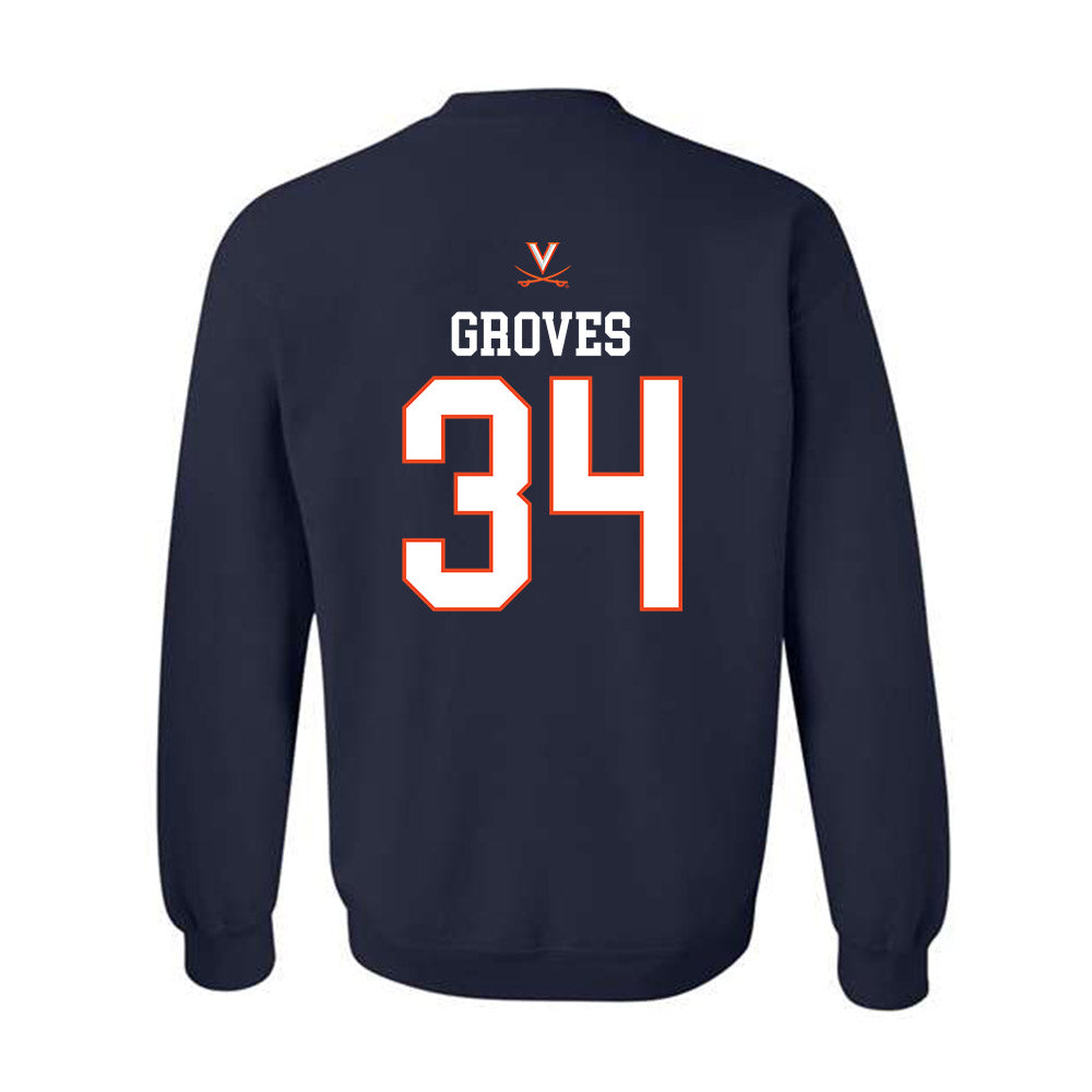 Virginia - NCAA Men's Basketball : Jacob Groves - Crewneck Sweatshirt Replica Shersey