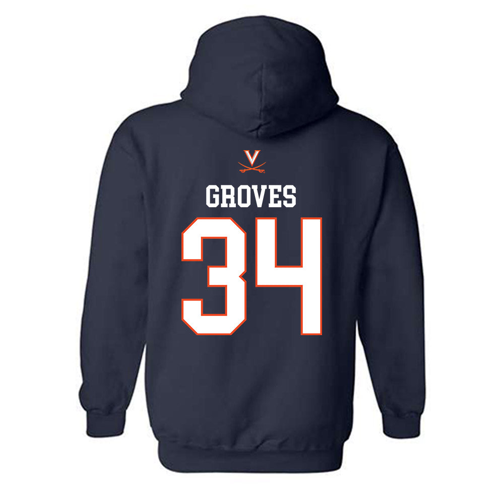 Virginia - NCAA Men's Basketball : Jacob Groves - Hooded Sweatshirt Replica Shersey