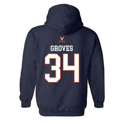 Virginia - NCAA Men's Basketball : Jacob Groves - Hooded Sweatshirt Replica Shersey