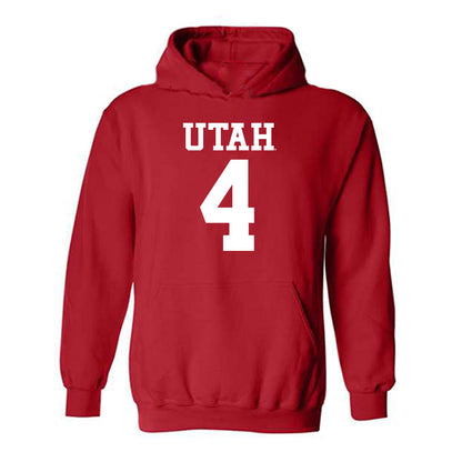 Utah - NCAA Football : JaTravis Broughton - Red Replica Shersey Hooded Sweatshirt