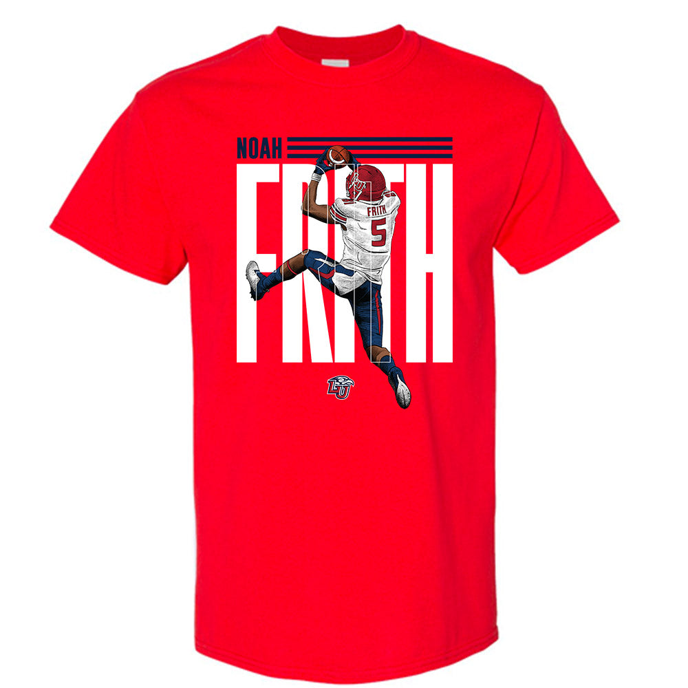 Liberty - NCAA Football : Noah Frith - Red Caricature Short Sleeve T-Shirt