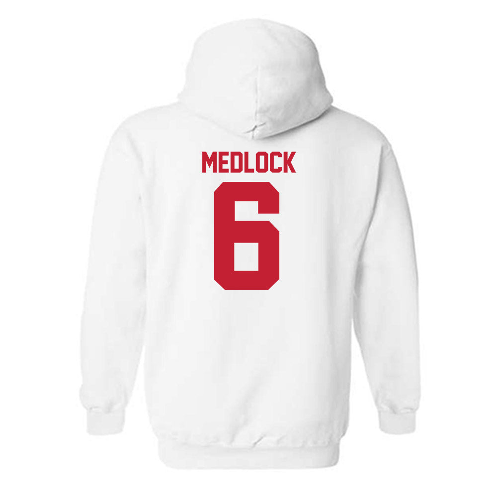 Utah - NCAA Football : Justin Medlock - White Replica Shersey Hooded Sweatshirt