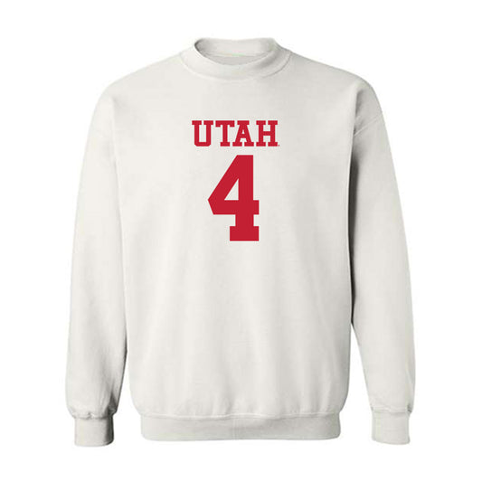Utah - NCAA Football : JaTravis Broughton - White Replica Shersey Sweatshirt