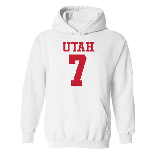 Utah - NCAA Football : Van Fillinger - White Replica Shersey Hooded Sweatshirt