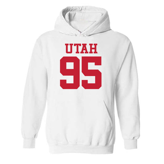 Utah - NCAA Football : Aliki Vimahi - White Replica Shersey Hooded Sweatshirt