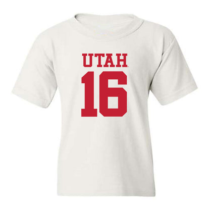 Utah - NCAA Football : Bryson Barnes - White Replica Shersey Youth T-Shirt