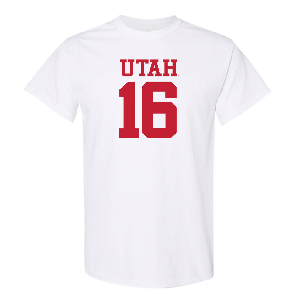 Utah - NCAA Football : Bryson Barnes - White Replica Shersey Short Sleeve T-Shirt