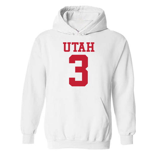 Utah - NCAA Football : Ja'Quinden Jackson - White Replica Shersey Hooded Sweatshirt