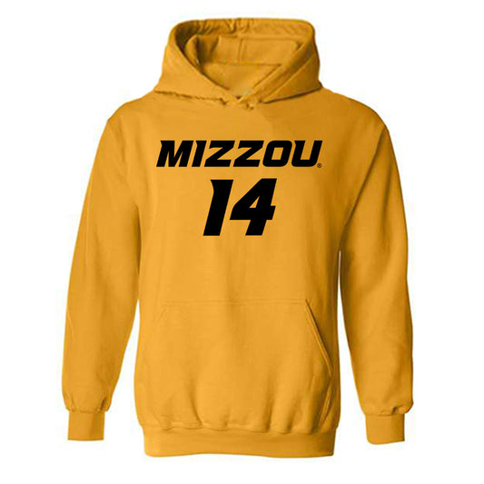 Missouri - NCAA Women's Soccer : Morgan Schaefer - Gold Replica Shersey Hooded Sweatshirt