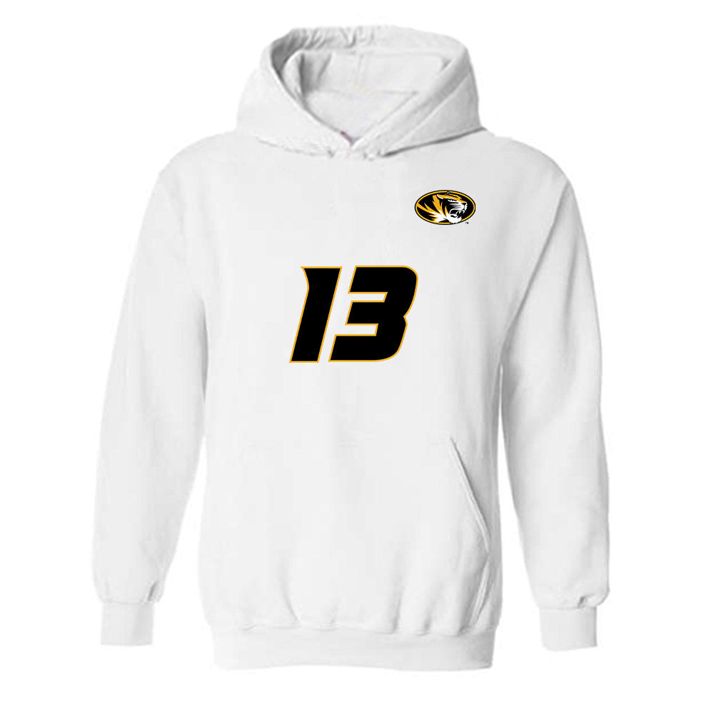 Missouri - NCAA Women's Volleyball : Sarah White - White Replica Hooded Sweatshirt