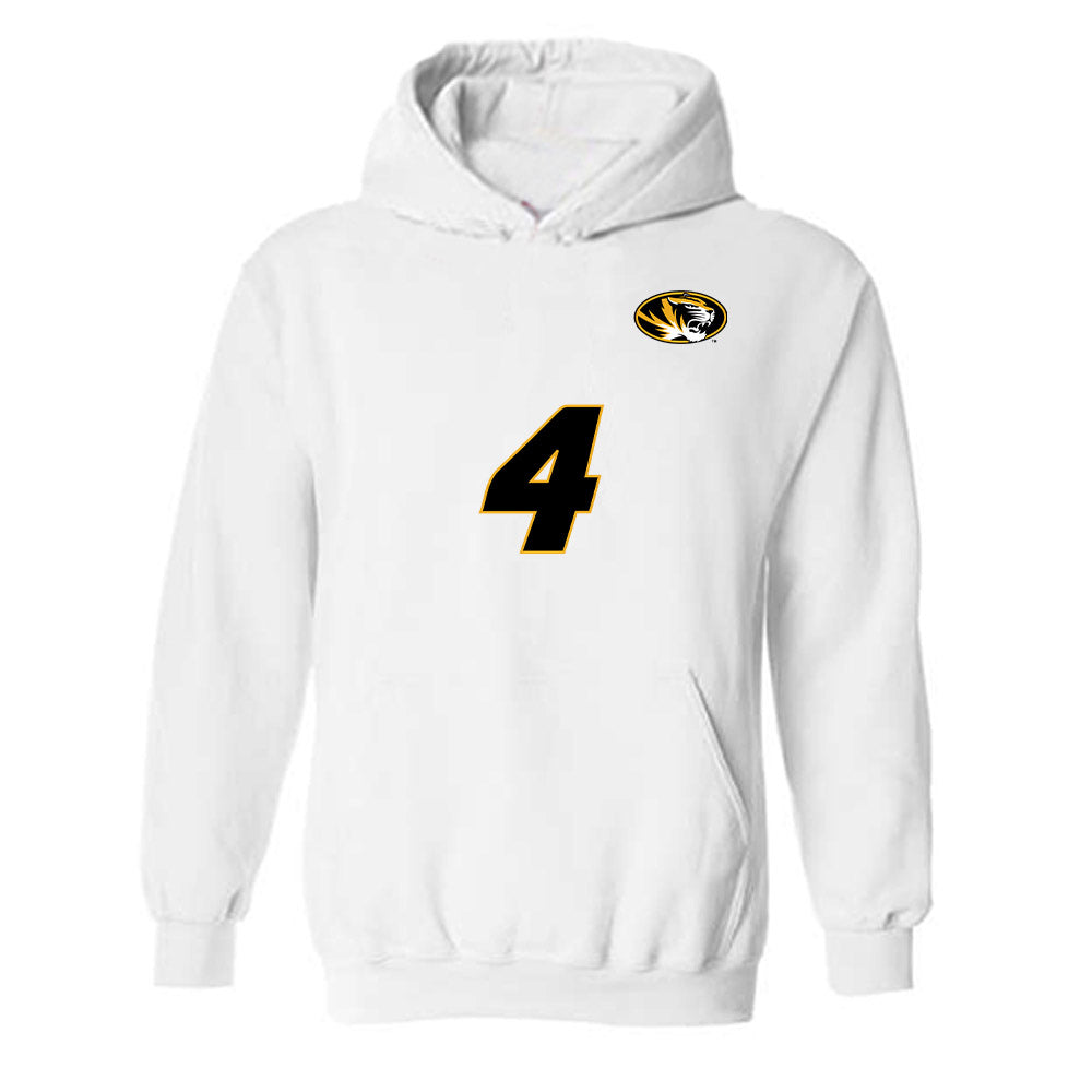 Missouri - NCAA Women's Volleyball : Jordan Iliff - White Replica Hooded Sweatshirt