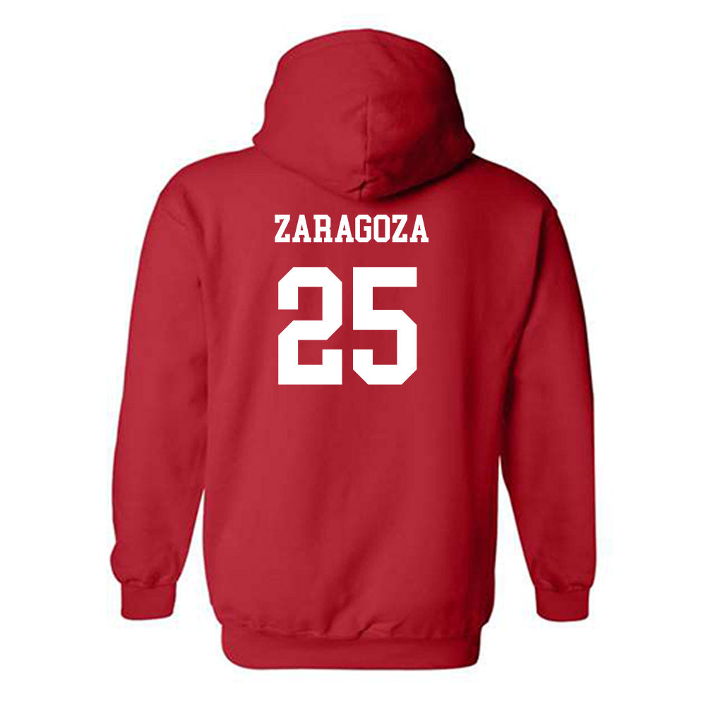 NC State - NCAA Men's Soccer : Cristian Zaragoza - Red Replica Shersey Hooded Sweatshirt