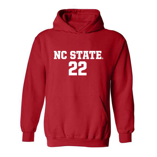 NC State - NCAA Men's Soccer : Drew Lovelace - Red Replica Shersey Hooded Sweatshirt