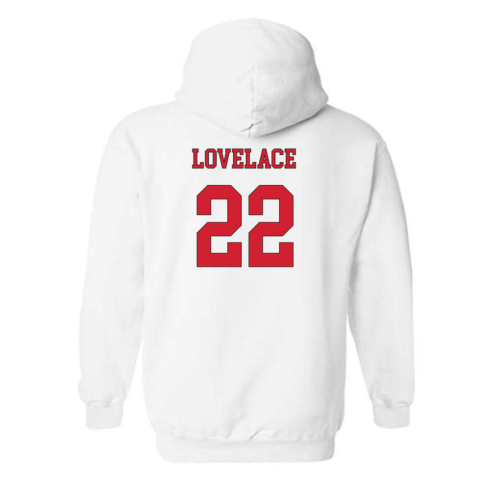 NC State - NCAA Men's Soccer : Drew Lovelace - White Replica Shersey Hooded Sweatshirt