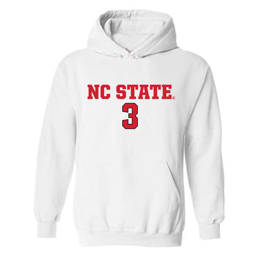 NC State - NCAA Men's Soccer : Gio Ceja - White Replica Shersey Hooded Sweatshirt