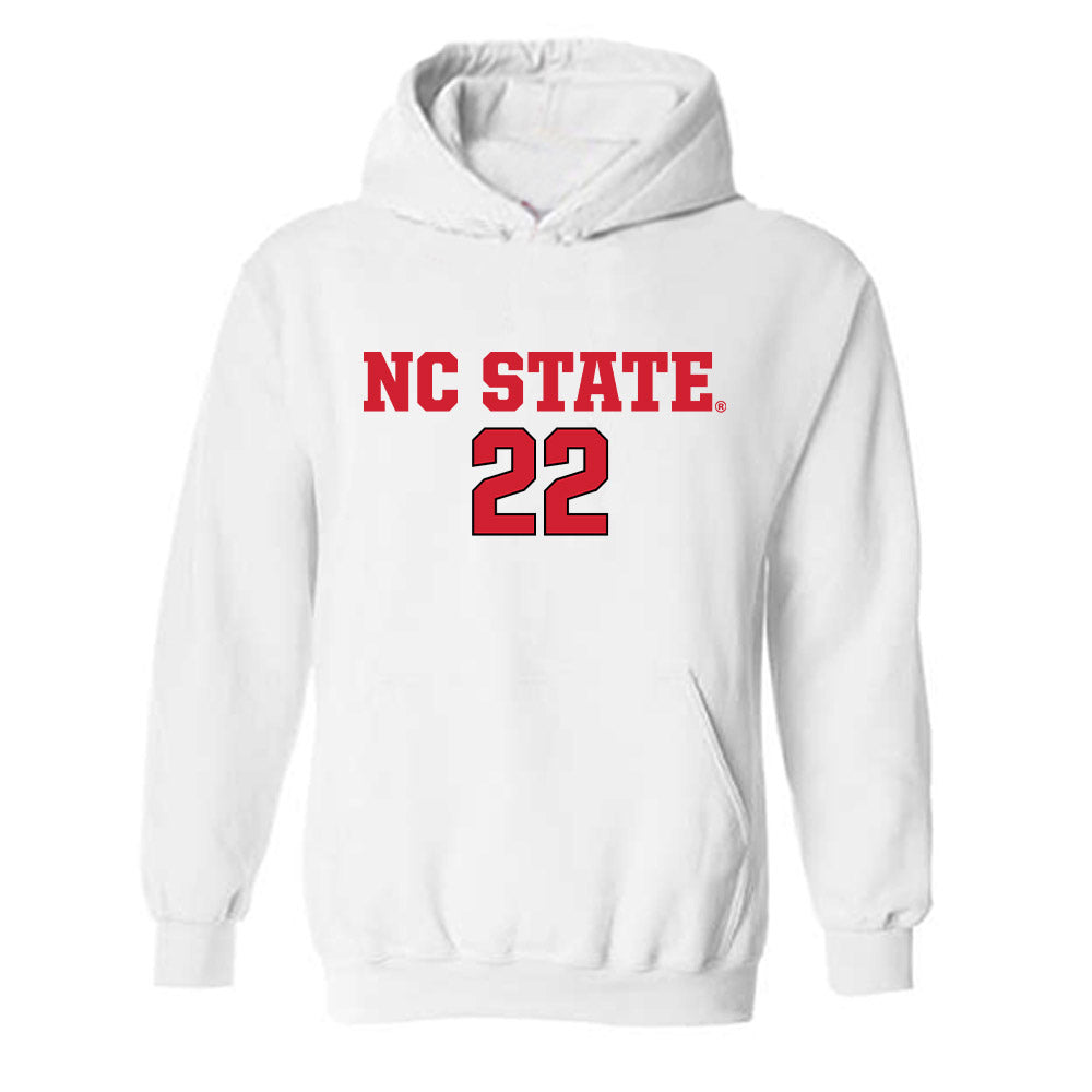 NC State - NCAA Men's Soccer : Drew Lovelace - White Replica Shersey Hooded Sweatshirt
