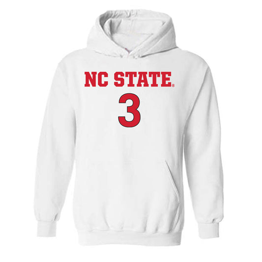 NC State - NCAA Women's Soccer : Brianna Weber - White Replica Shersey Hooded Sweatshirt