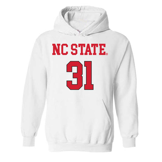 NC State - NCAA Women's Volleyball : Elaisa Villar - White Replica Shersey Hooded Sweatshirt