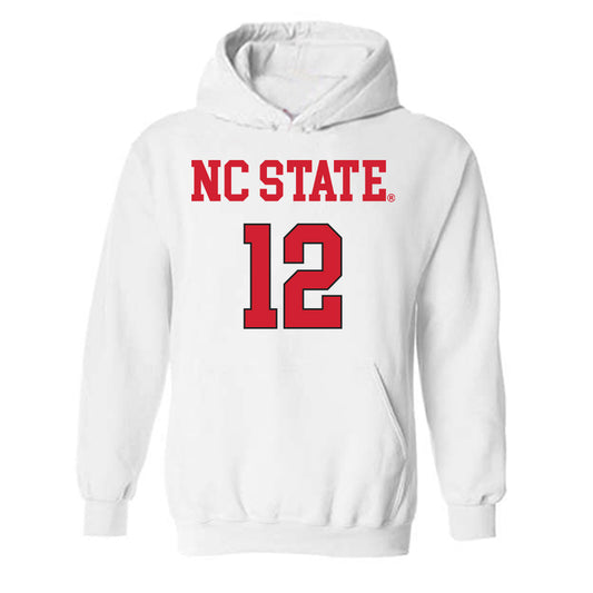 NC State - NCAA Women's Volleyball : Courtney Bryant - White Replica Shersey Hooded Sweatshirt