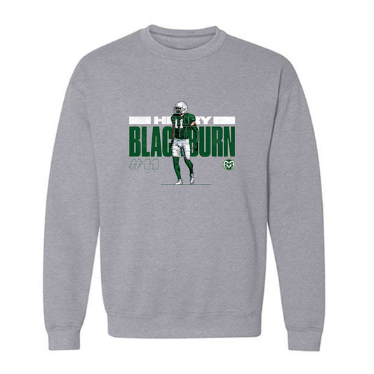 Colorado State - NCAA Football : Henry Blackburn - Grey Caricature Sweatshirt