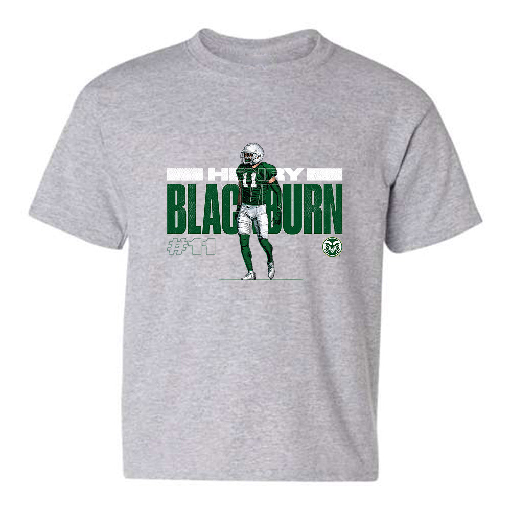 Colorado State - NCAA Football : Henry Blackburn - Grey Caricature Youth T-Shirt