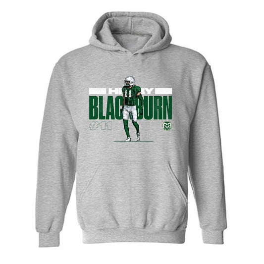 Colorado State - NCAA Football : Henry Blackburn - Grey Caricature Hooded Sweatshirt