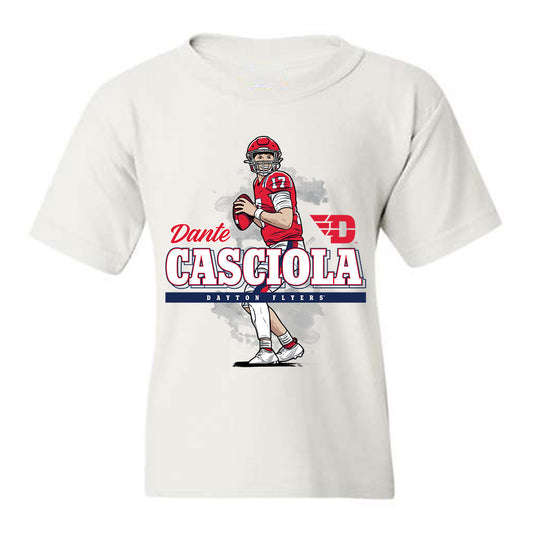 Dayton - NCAA Football : Dante Casciola - White Caricature Youth T-Shirt