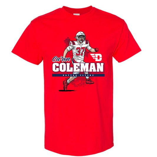 Dayton - NCAA Football : Ca'ron Coleman - Red Caricature Short Sleeve T-Shirt
